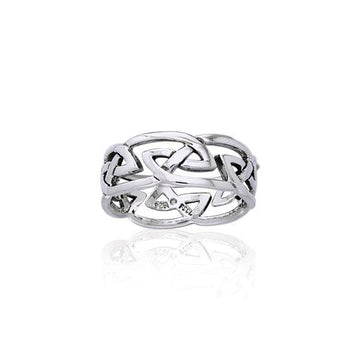 Modern Celtic Silver Ring TRI900 - Jewelry